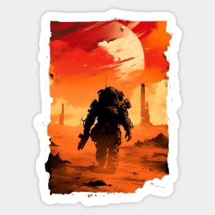 Marine Trekking on Mars - Scifi Sticker